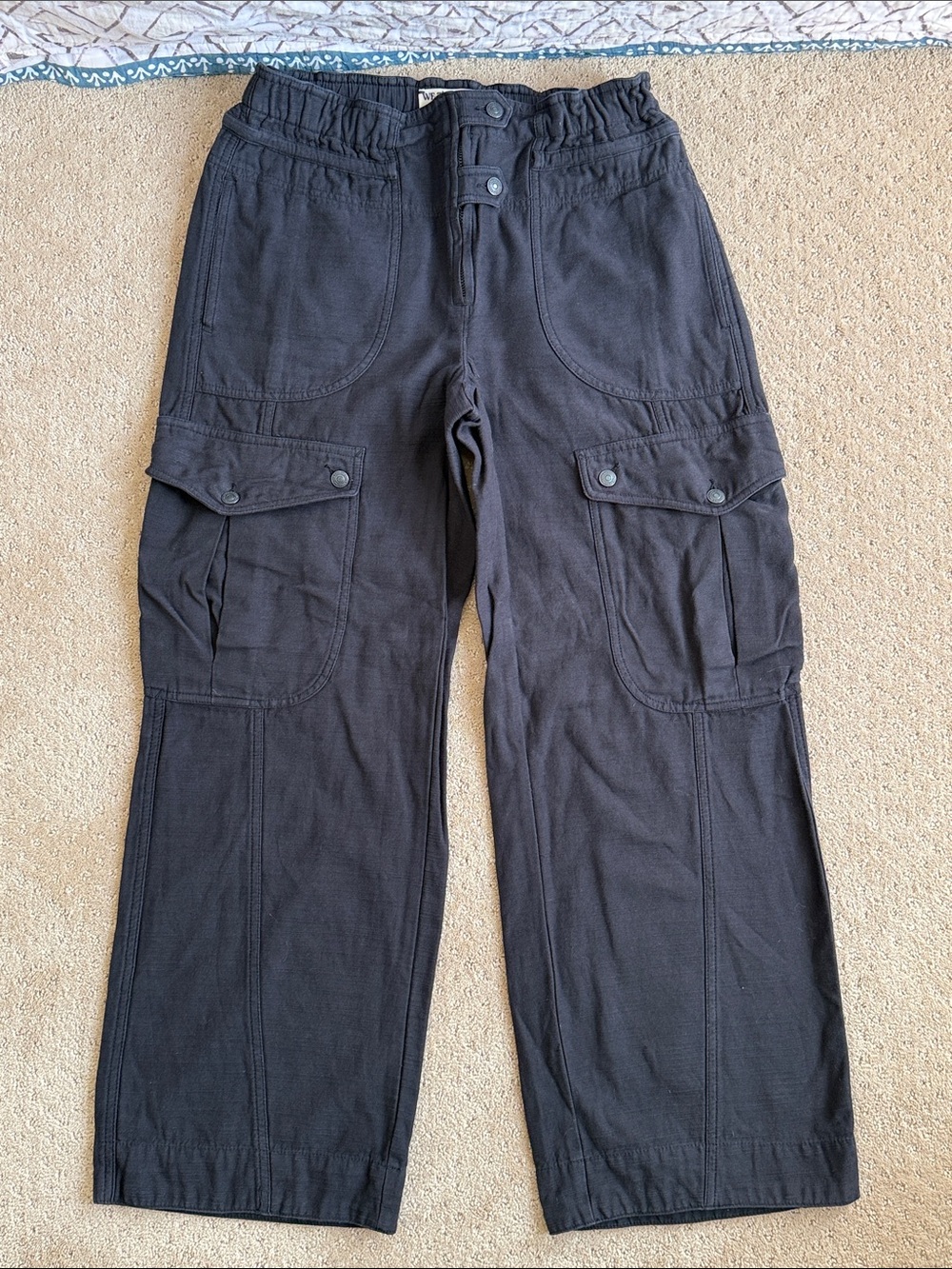 *EUC* Free People We The Free Park Ave Pull-On Cargo Pants, Black, Sz S